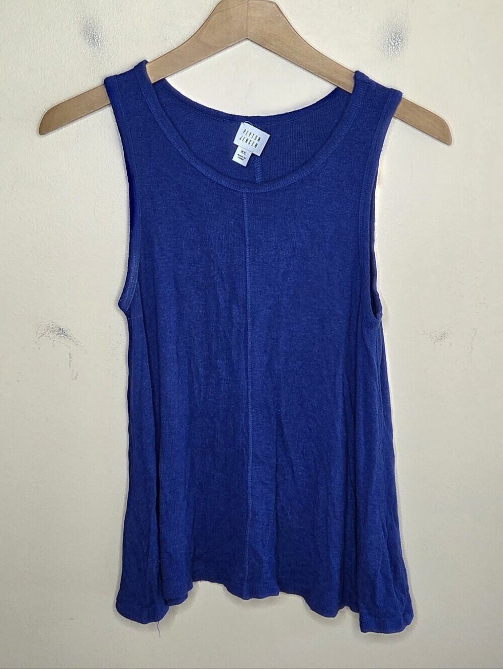 Peyton Jensen Evereve Blue Ribbed Tank Top Size XS Classic Casual Summer Spring